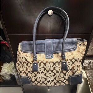 Coach Blue and Tan Signature Tote